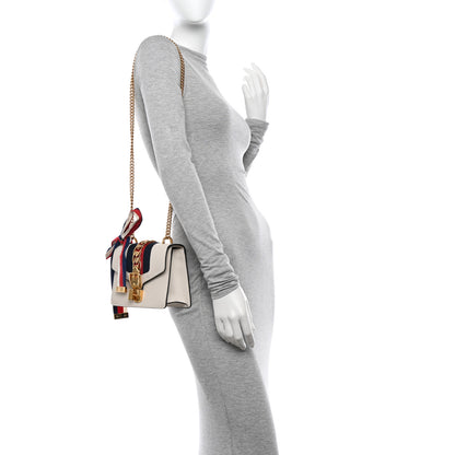 Gucci Calfskin Mini Sylvie Chain Shoulder Bag White 2 of 14