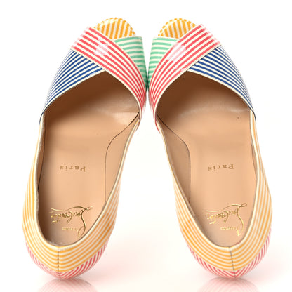 Christian Louboutin Patent Stripes Marine Alta 120 Pumps 38.5 Multicolor 2 of 10