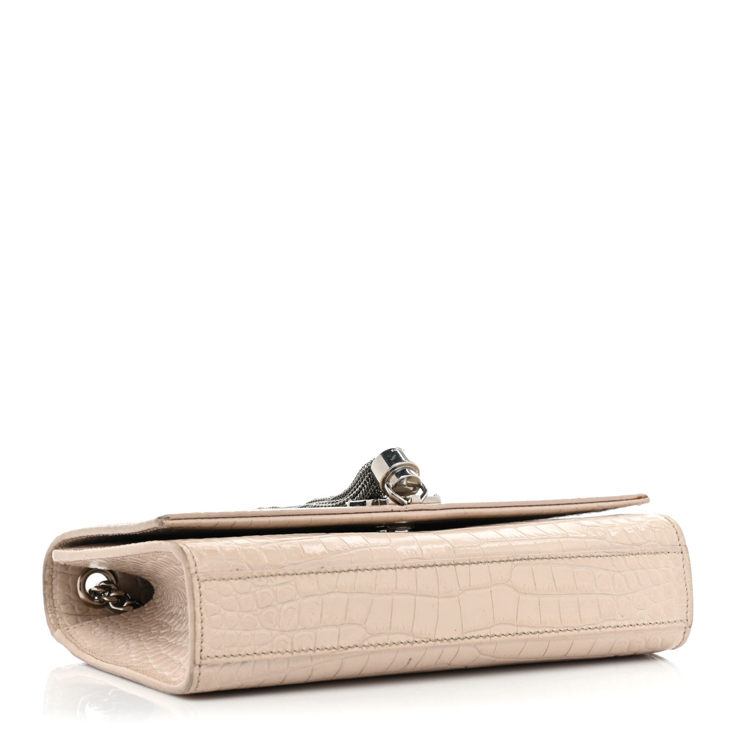 Saint Laurent Calfskin Crocodile Embossed Small Classic Monogram Kate Tassel Satchel Crema Soft 4 of 21