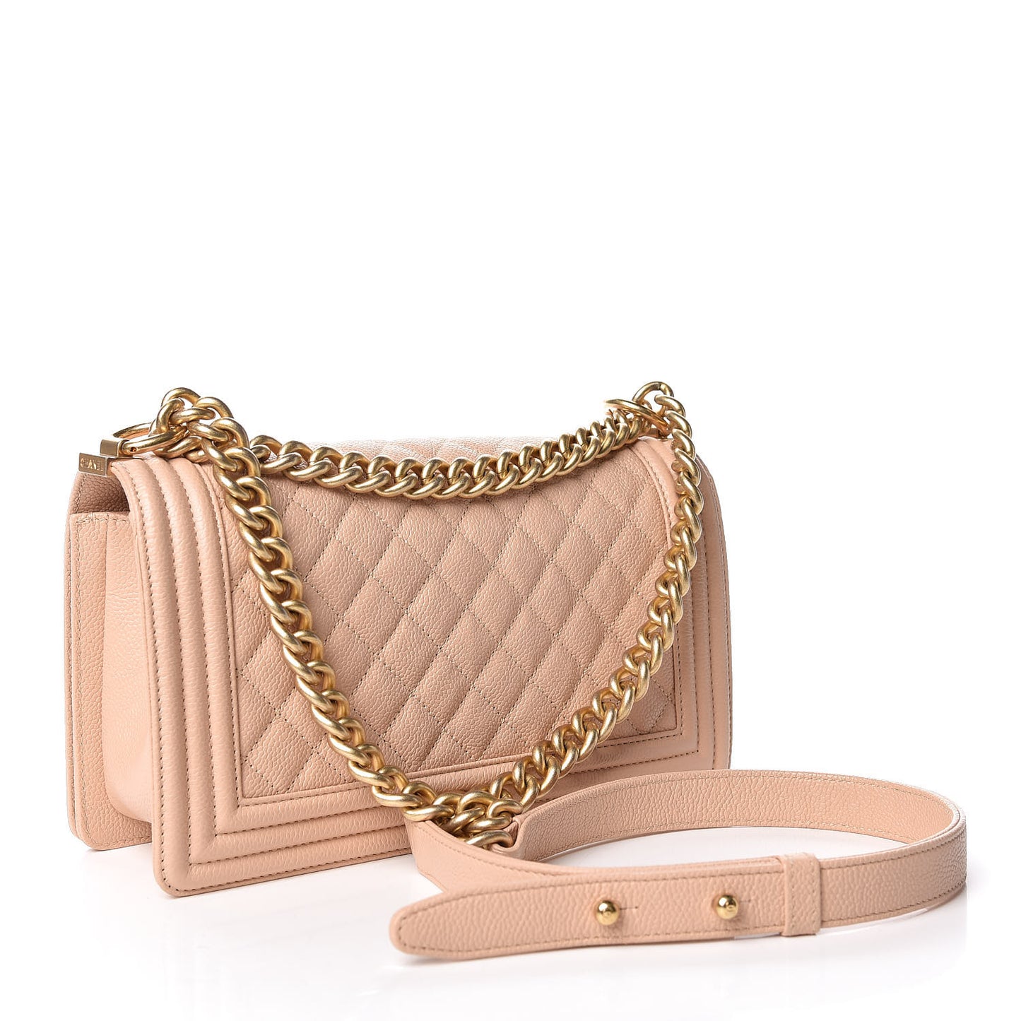 Caviar Quilted Medium Boy Flap Beige