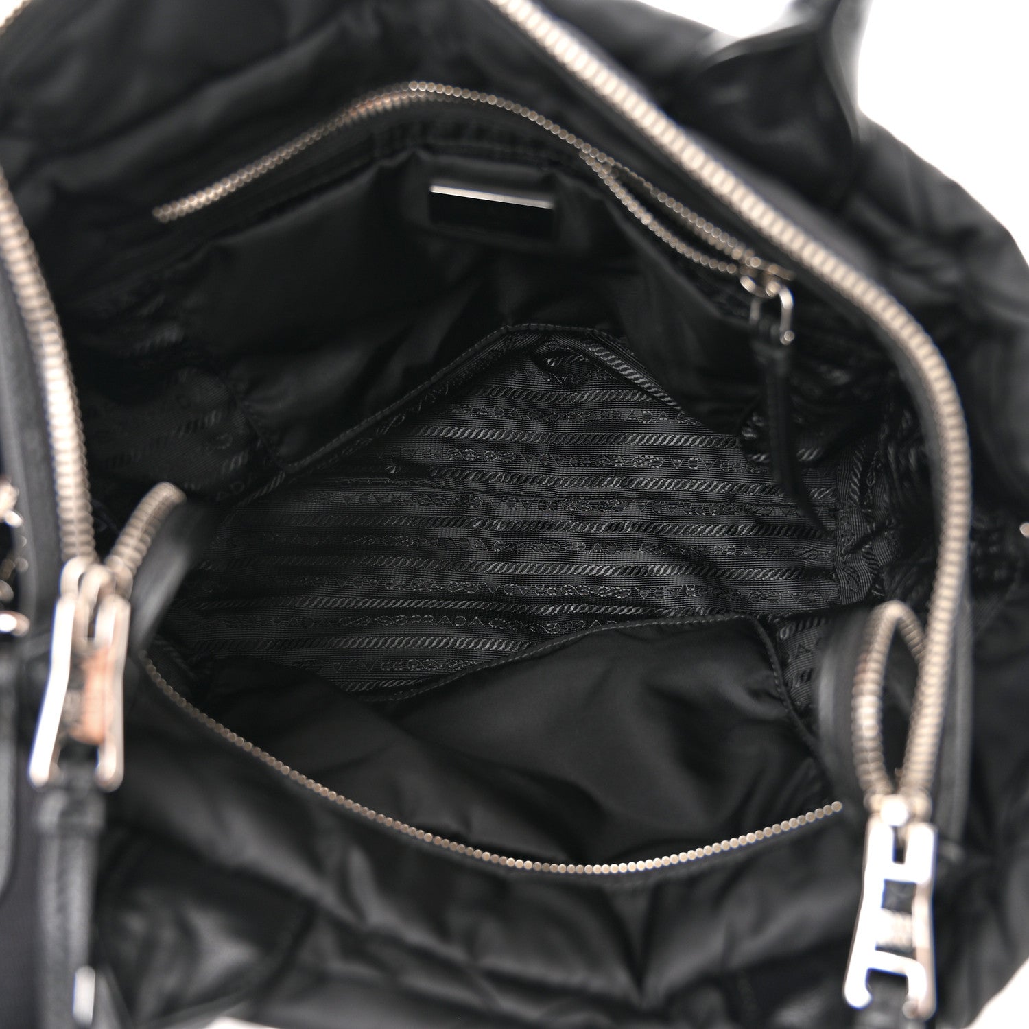 Prada Re-Nylon Nappa Triangle Quilted Padded Small Double Handled Zip Tote Black 5 of 11