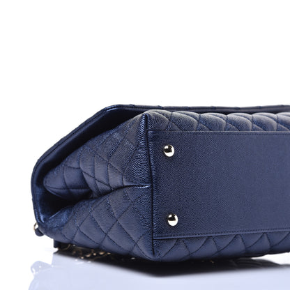 Chanel Iridescent Caviar Quilted Small Coco Handle Flap Dark Blue 7 of 9