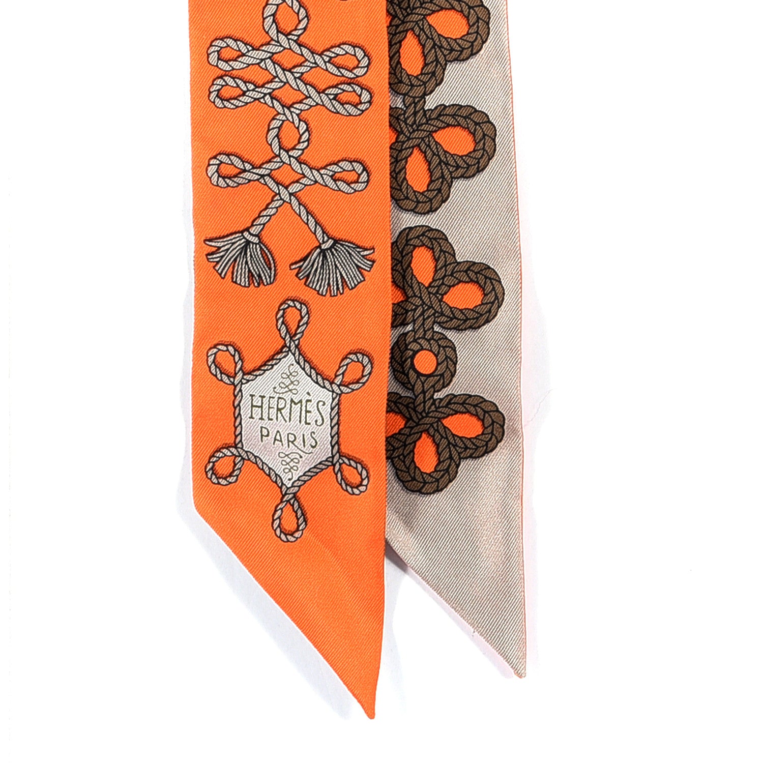 Hermes Silk Galons Et Brandebourg Twilly Orange Mastic Bronze 5 of 8