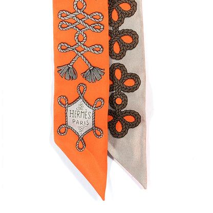 Hermes Silk Galons Et Brandebourg Twilly Orange Mastic Bronze 5 of 8