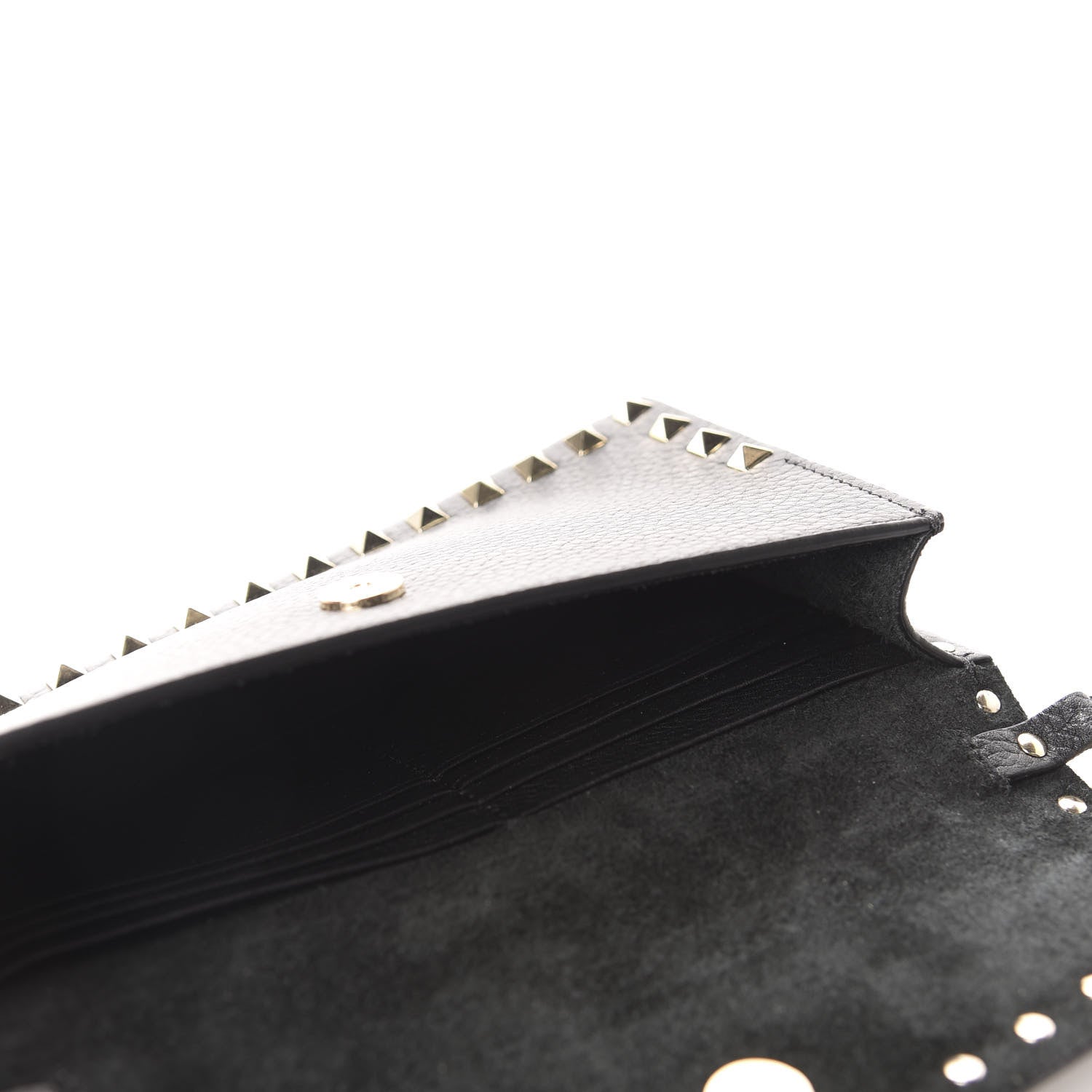 Valentino Garavani Pebbled Calfskin Rockstud Flap Wallet On Chain Black 5 of 9