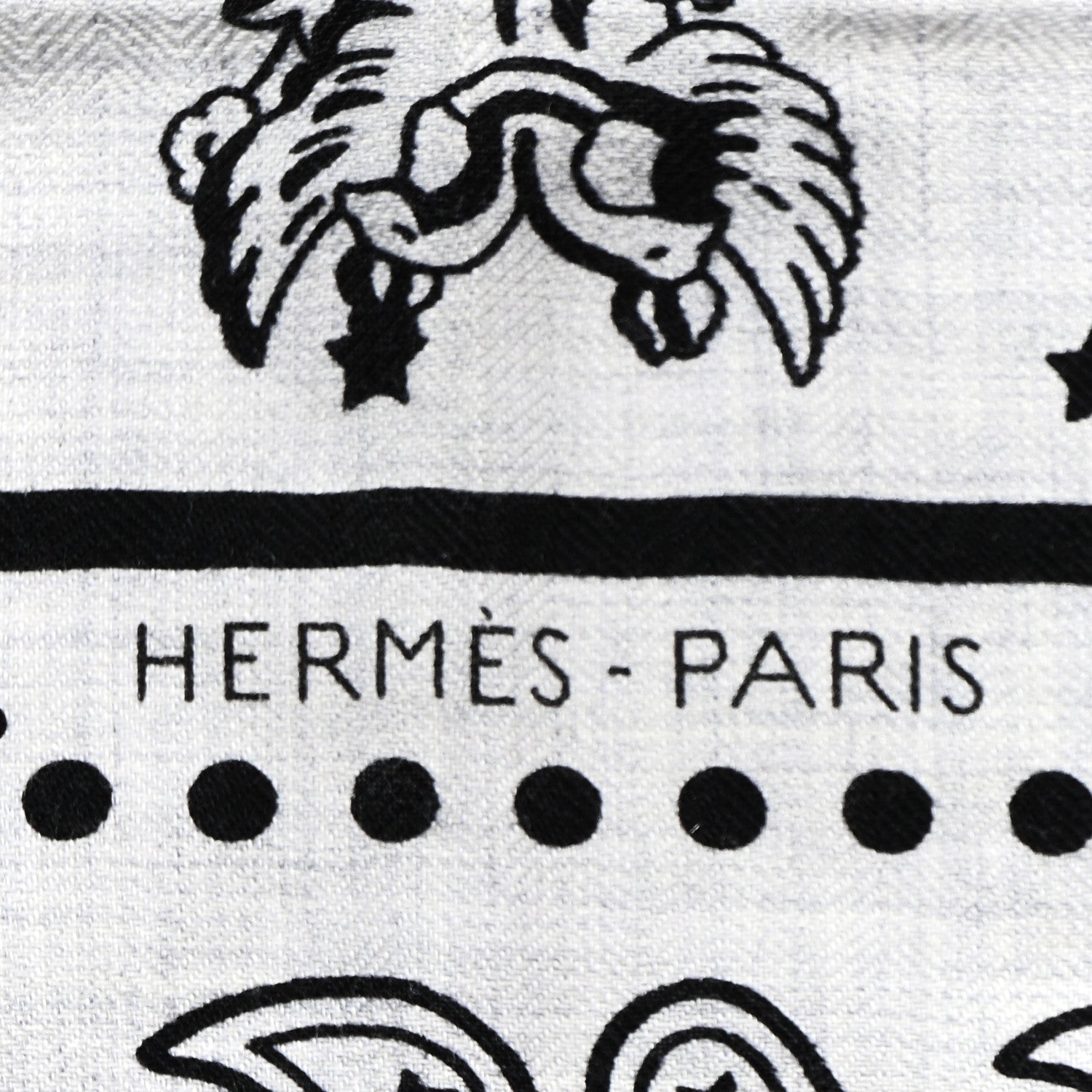 Hermes Cashmere Silk Les Cles Bandana Shawl 140 Gris Chine Black 2 of 4