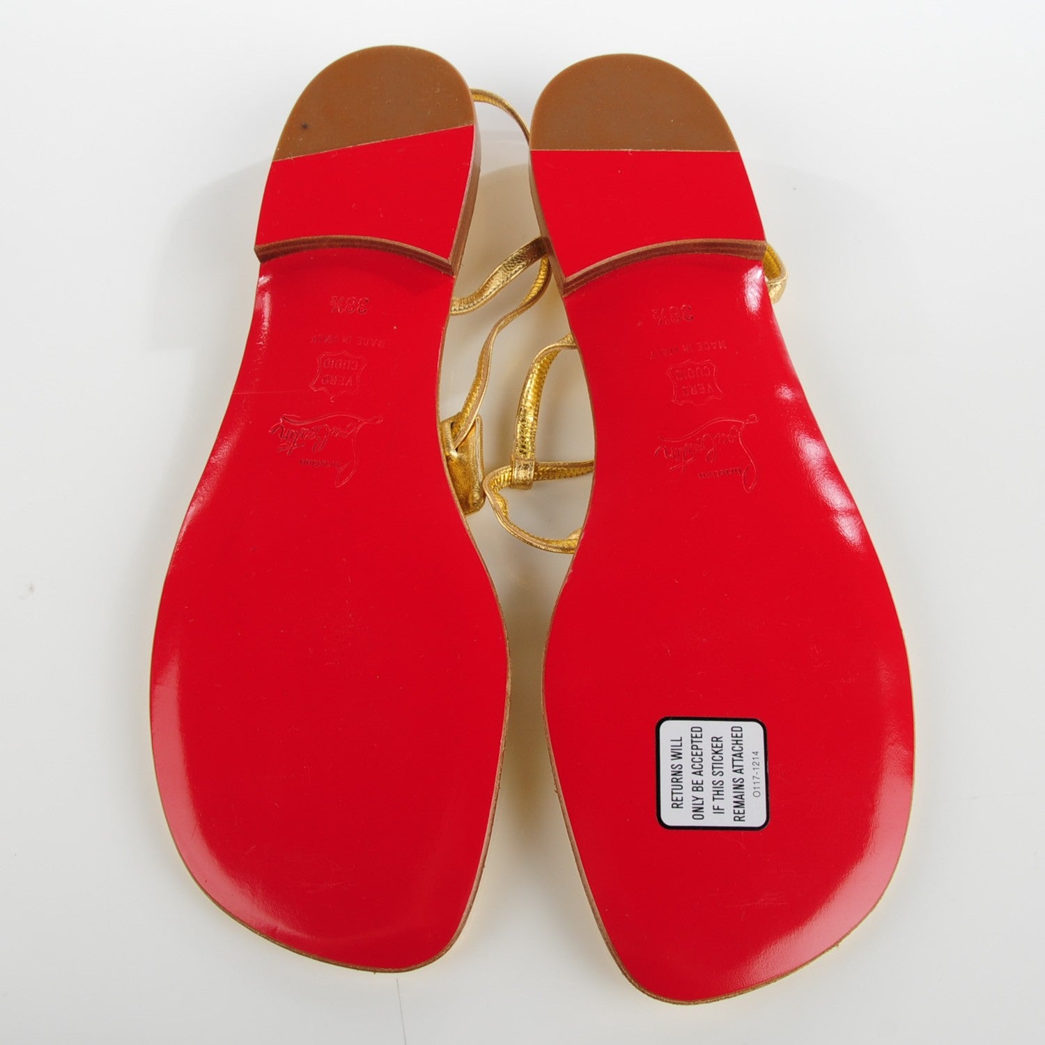 Christian Louboutin Metallic Flat Sandals 38.5 Gold 10 of 12