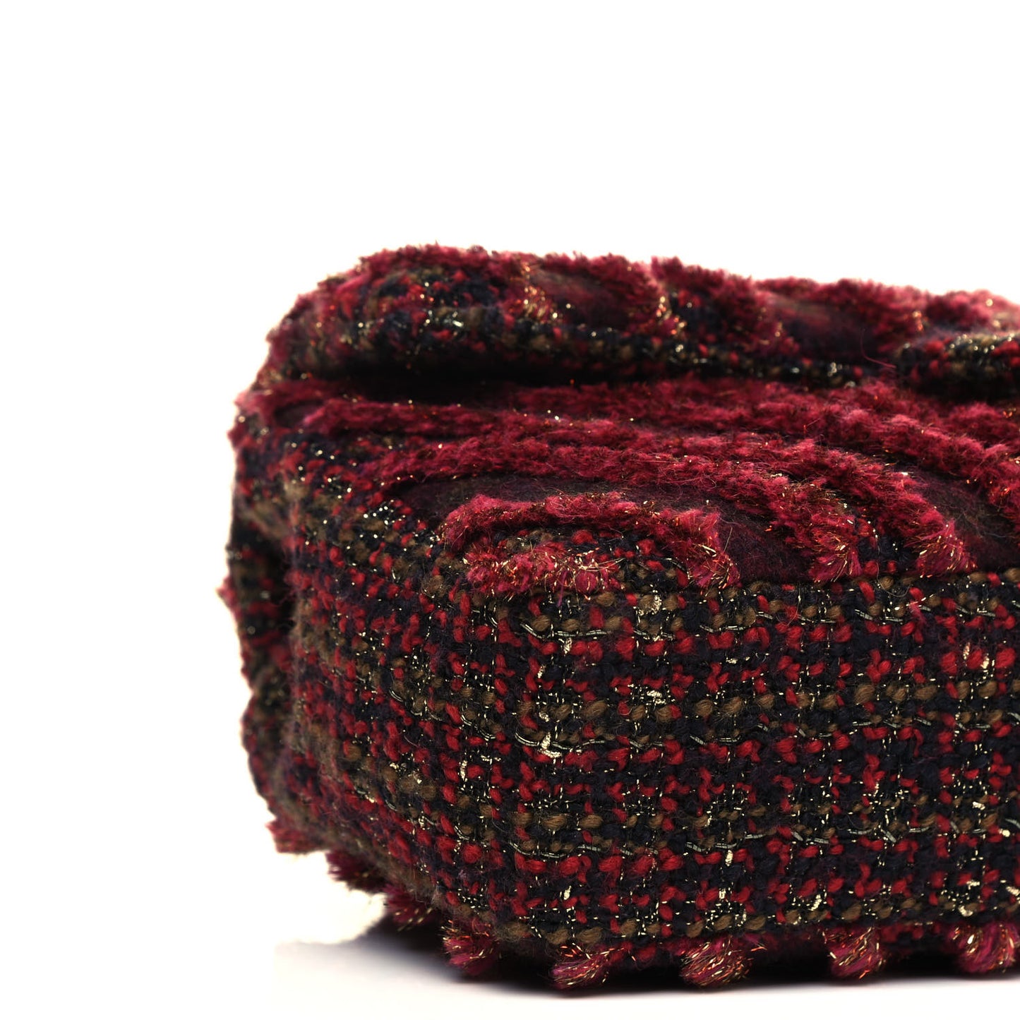 Tweed Chevron Quilted Medium Flap Red Gold