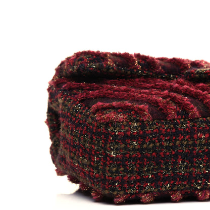 Chanel Tweed Chevron Quilted Medium Flap Red Gold 6 of 9