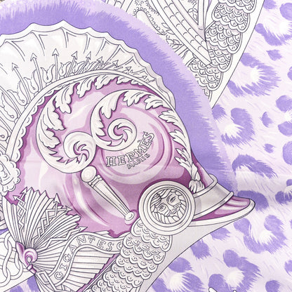 Hermes Silk Plumets du Roy Scarf 90 Marine Mauve Gris 2 of 4