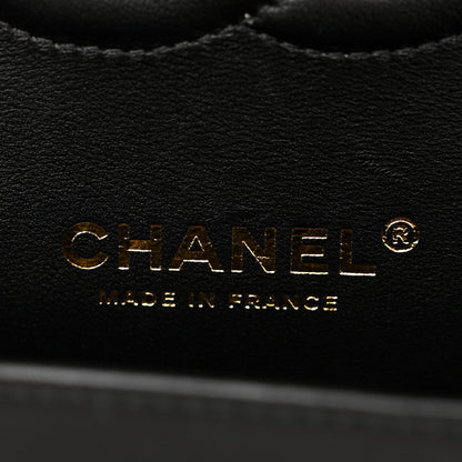 Chanel Lambskin Quilted Medium Double Flap Black White 6 of 15