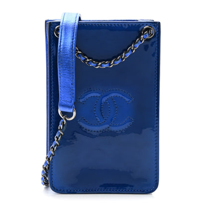 Chanel Metallic Patent Crossbody CC Phone Holder Blue 1 of 8