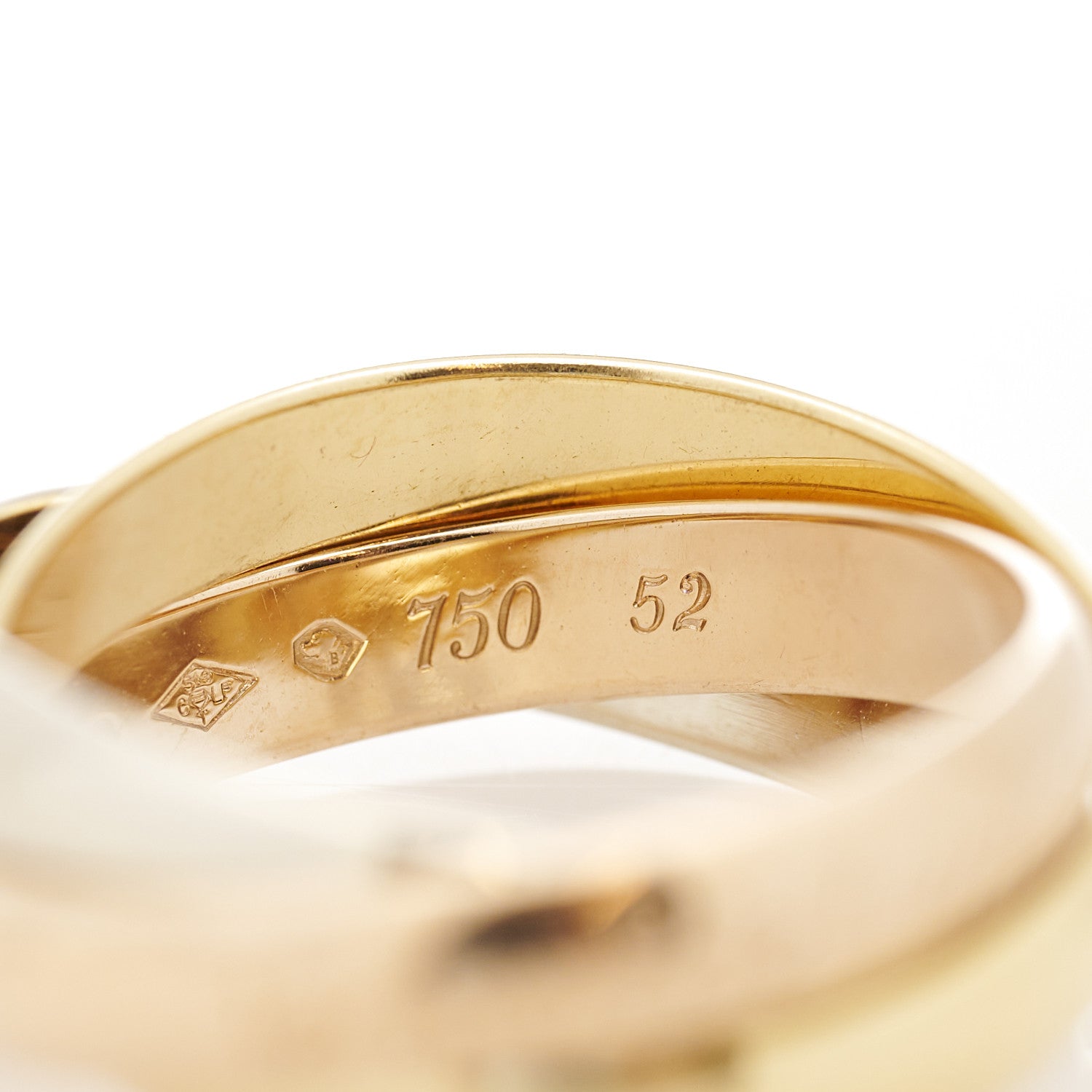 Cartier 18K Pink Yellow White Gold Classic Les Must De Cartier Trinity Ring 52 6 7 of 11