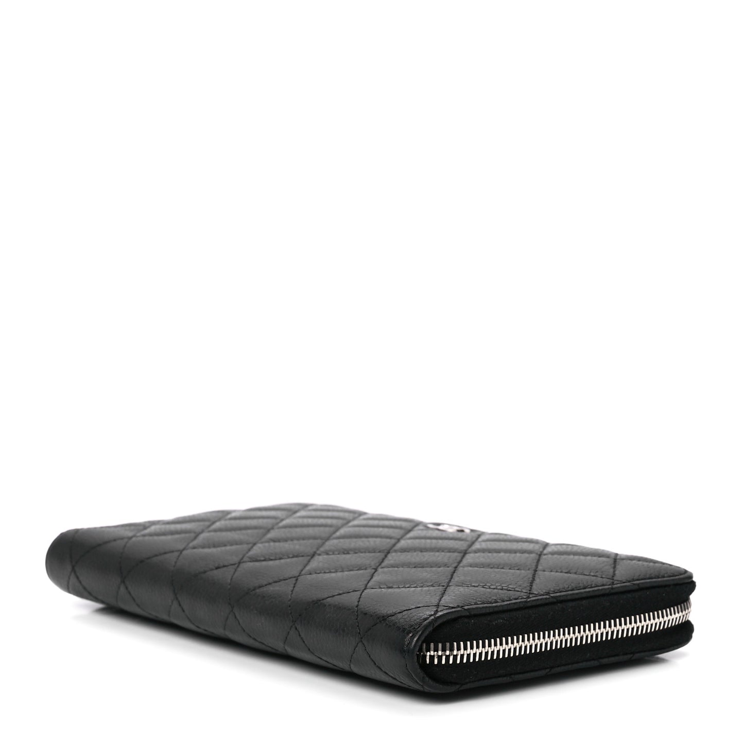 Caviar Quilted Large Zip Around Organizer Wallet Black