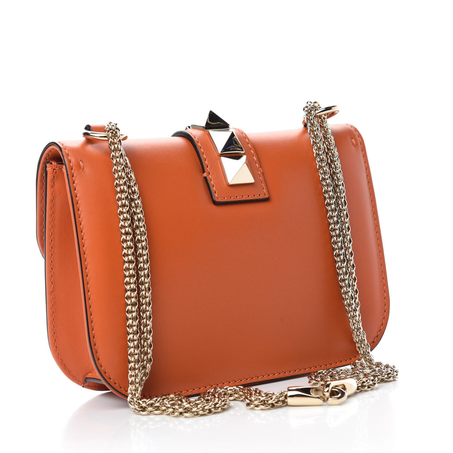Vitello Small Glam Lock Rockstud Flap Orange