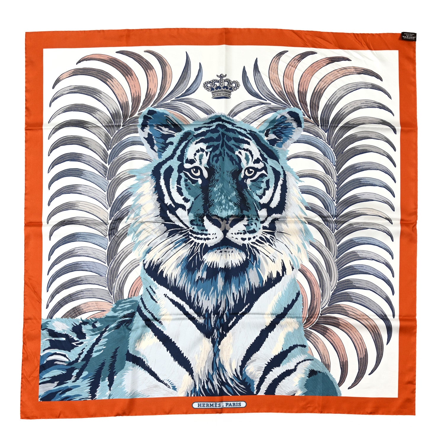 Hermes Silk Double Face Tigre Royal Scarf 90 Marron White Multi 5 of 5