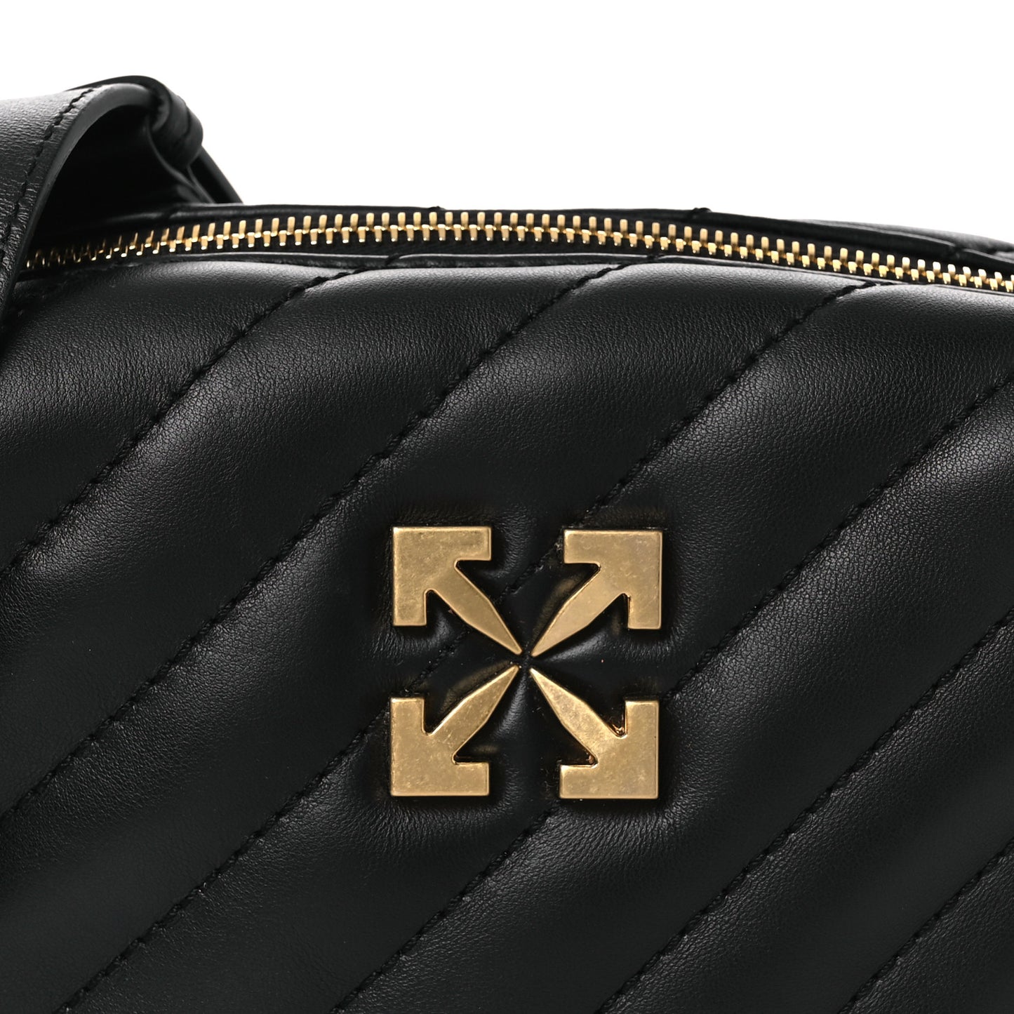 Calfskin Diagonal Quilted Jackhammer Camera Bag Black