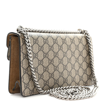 Gucci GG Supreme Monogram Suede Crystal Small Dionysus Shoulder Bag Beige Ebony Taupe 3 of 11