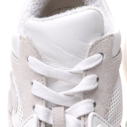 Chanel Suede Calfskin Fabric CC Sneakers 36.5 White Grey 12 of 12