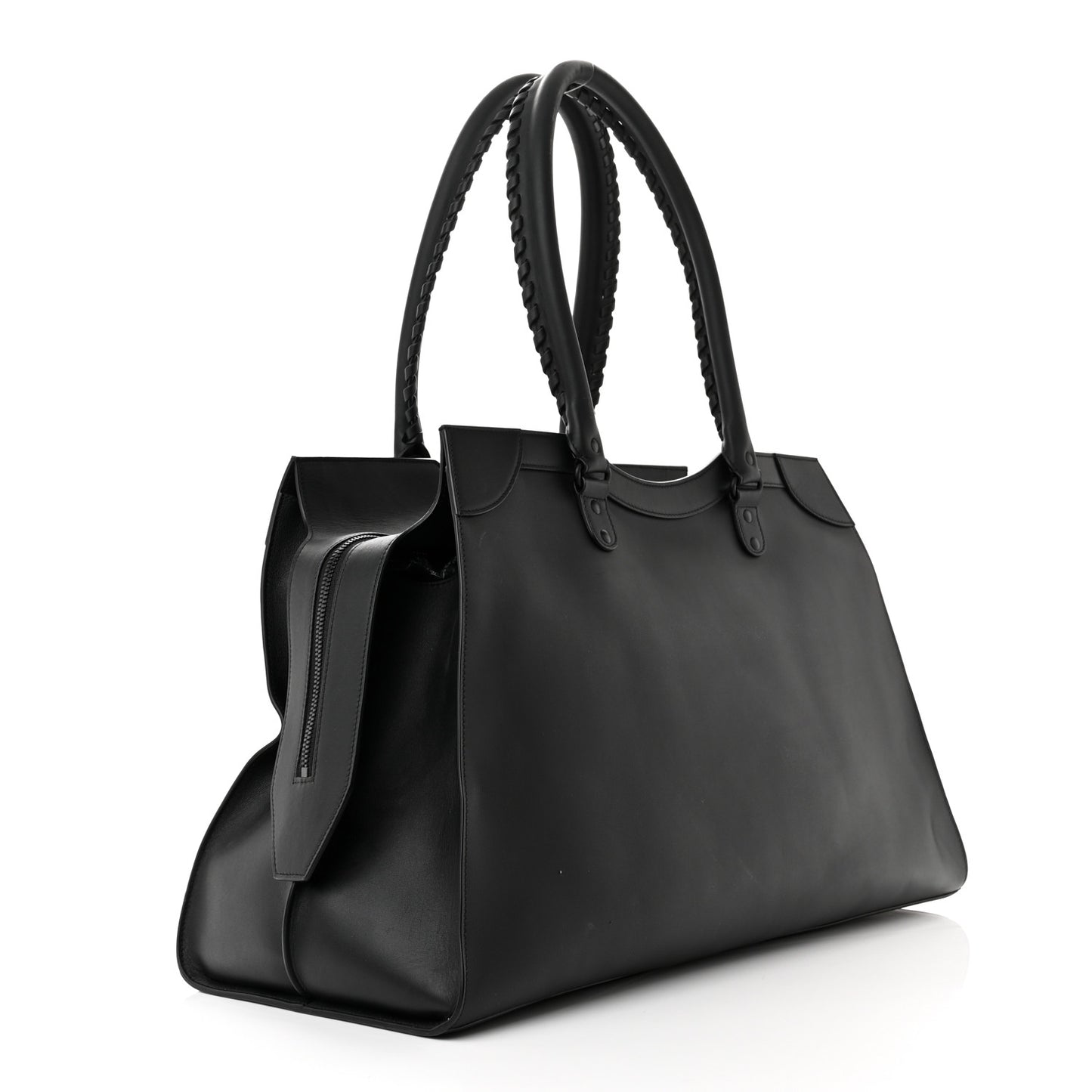 Smooth Calfskin Neo Classic Black Hardware Large Top Handle Bag Black