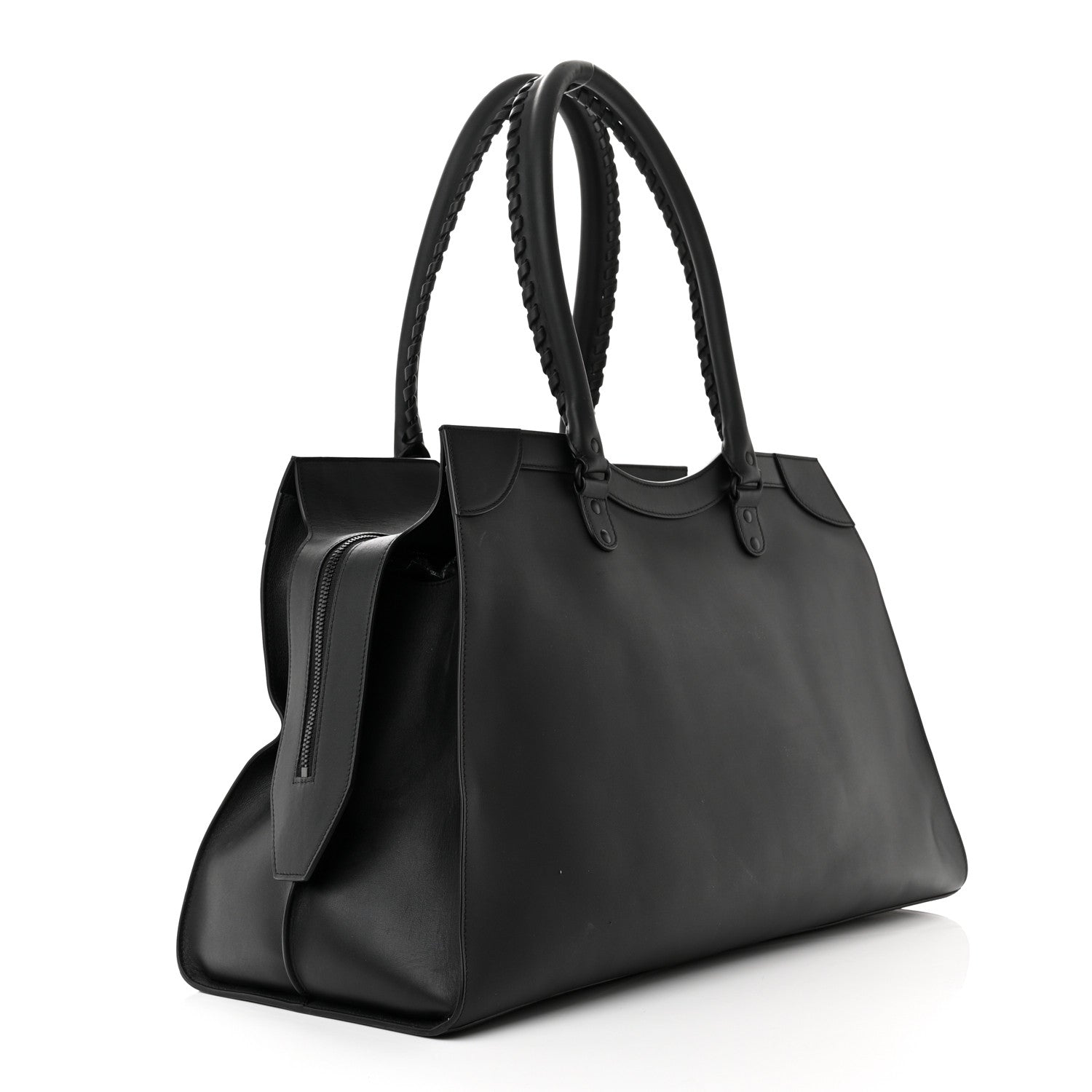 Balenciaga Smooth Calfskin Neo Classic Black Hardware Large Top Handle Bag Black 3 of 10