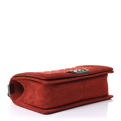 Chanel Suede Caviar Quilted Medium Boy Flap Red 4 of 11