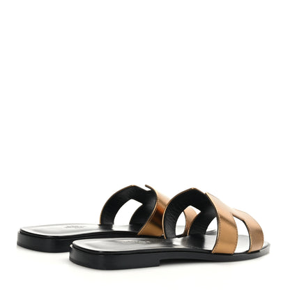 Hermes Metallic Nappa Oran Sandals 39 Vert Bronze 4 of 9