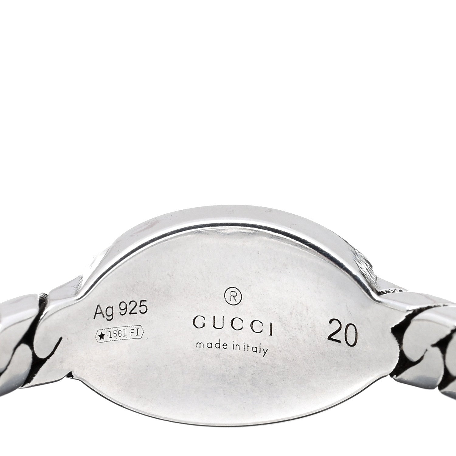 Gucci Sterling Silver Enamel Interlocking G Chain Ring 60 9 Black 4 of 4
