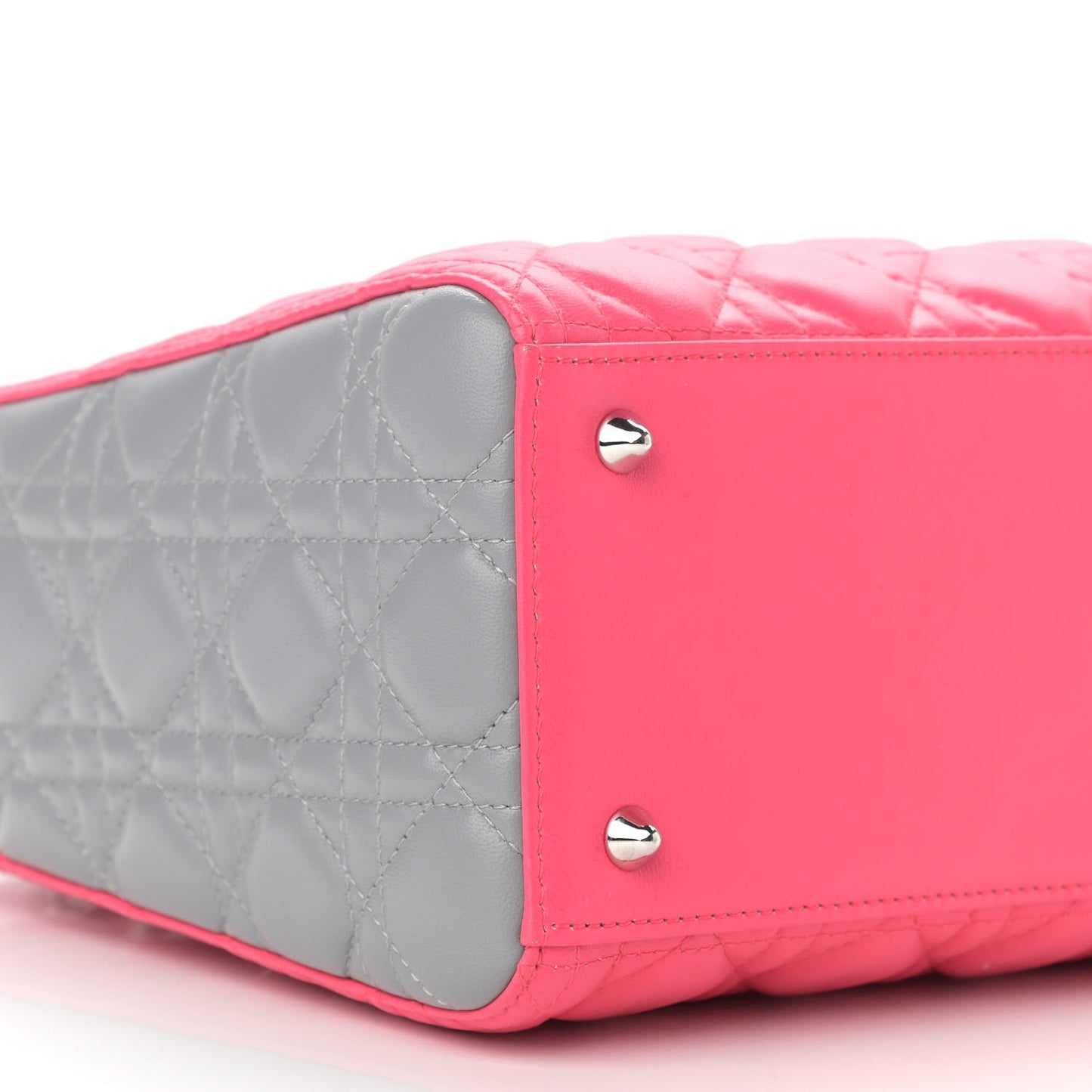 Lambskin Cannage Medium Tri-Color Lady Dior Fuchsia