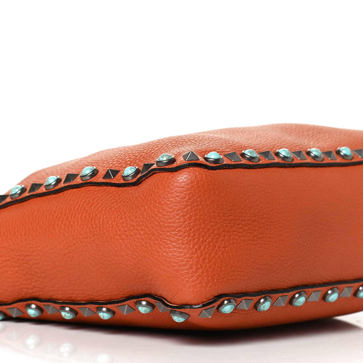 Pebbled Calfskin Small Guitar Strap Rockstud Rolling Flip-Lock Messenger Bag Orange