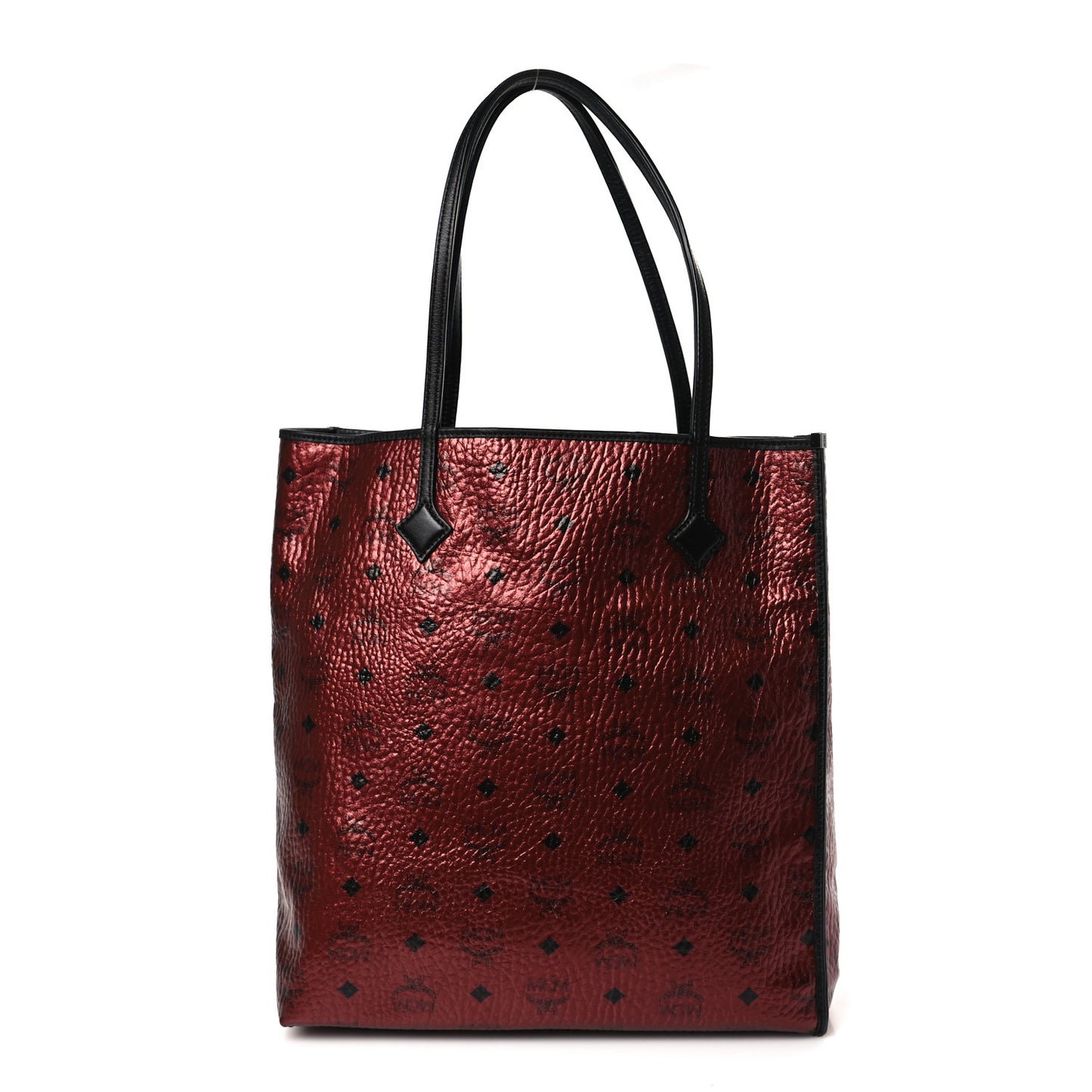 Metallic Visetos Medium Kira North South Shopper Tote Scooter Red