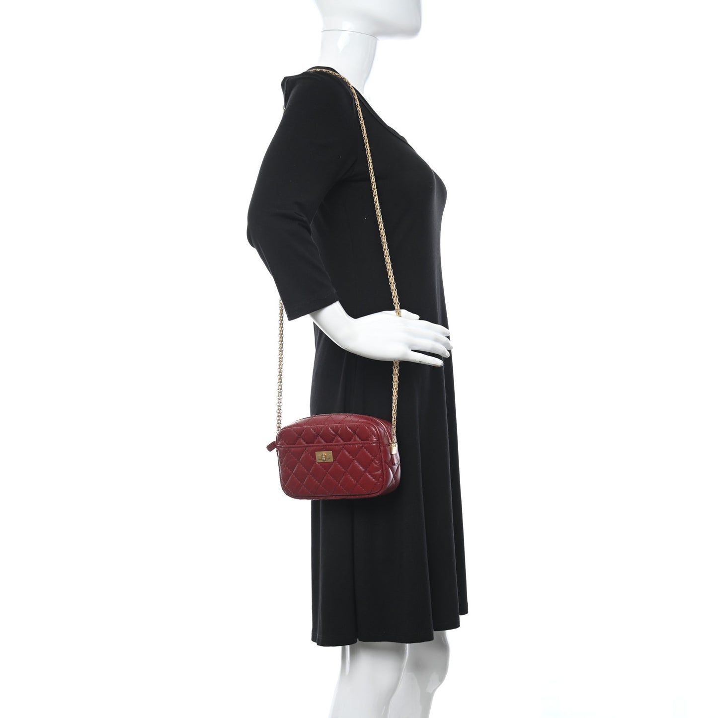 Aged Calfskin Quilted Mini Reissue Camera Case Red