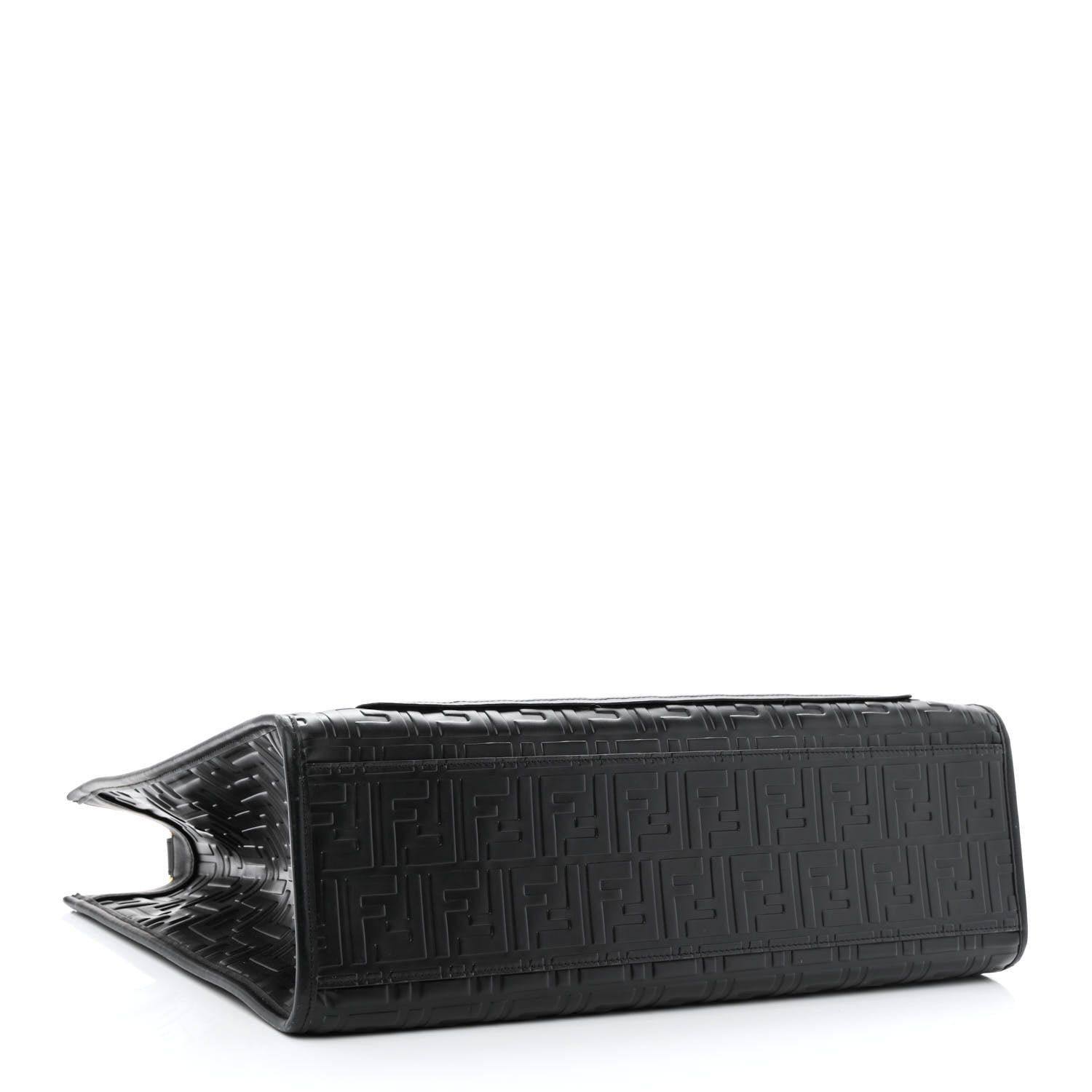 Fendi Vitello Century Wicker FF 1974 Embossed Medium Runaway Shopper Tote Black 4 of 10