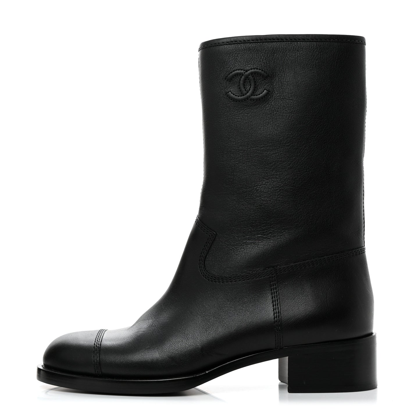 Calfskin Quilted CC Boots 41 Black