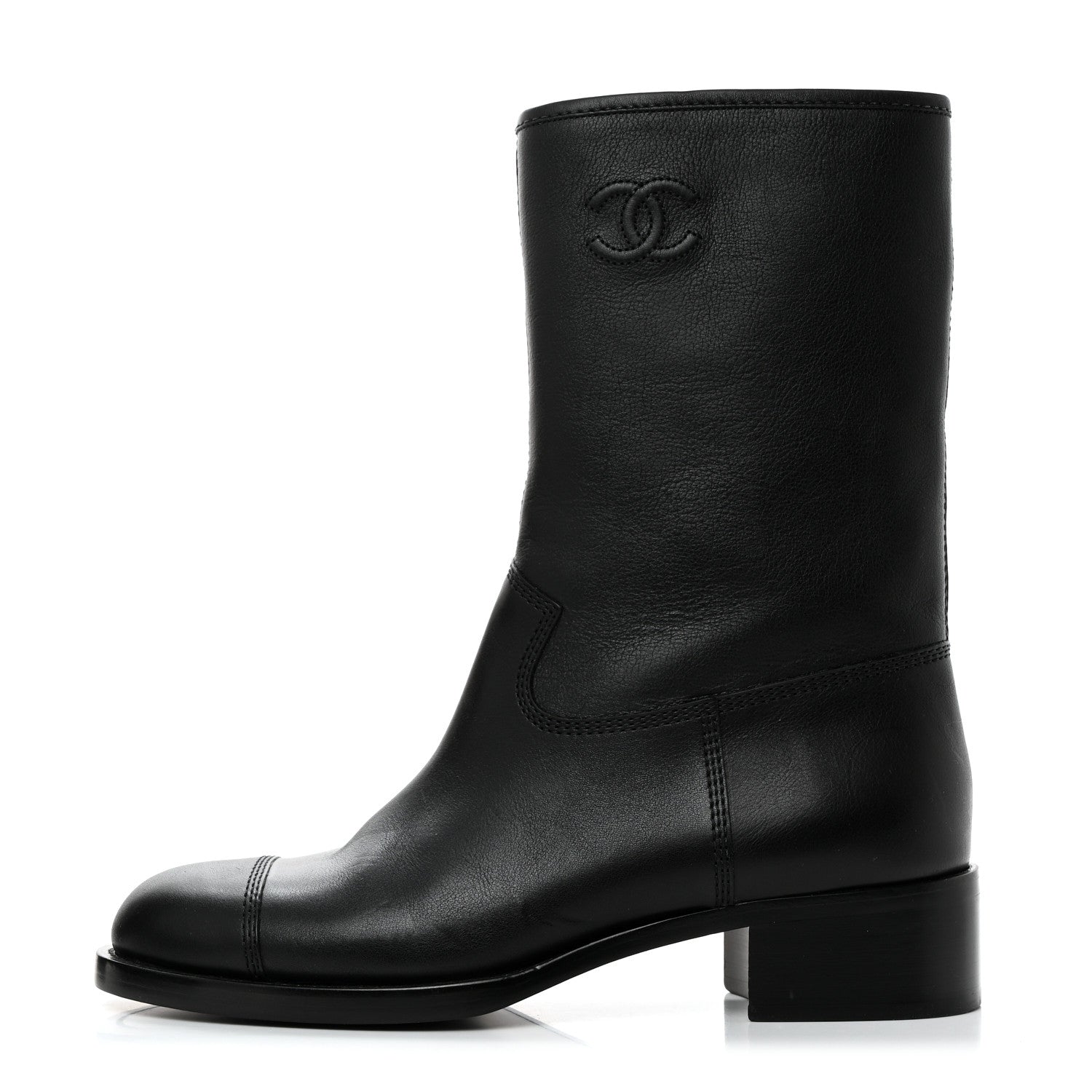 Chanel Calfskin Quilted CC Boots 41 Black 1 of 8