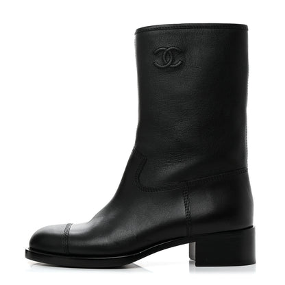 Chanel Calfskin Quilted CC Boots 41 Black 1 of 8