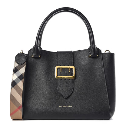 Burberry Soft Grain Calfskin Medium Buckle Tote Black 1 of 16