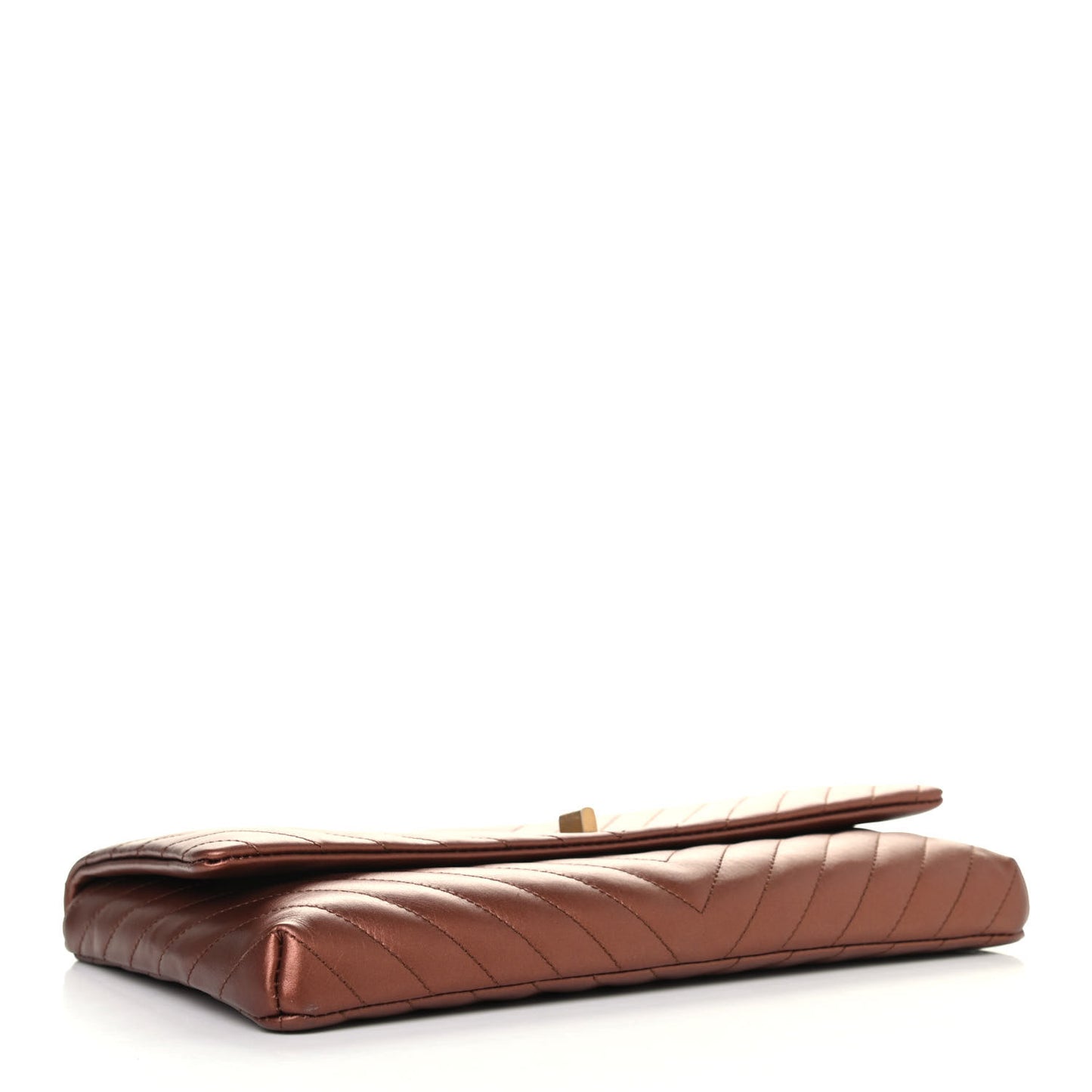 Metallic Aged Calfskin Chevron Quilted Reissue 2.55 Clutch Bronze