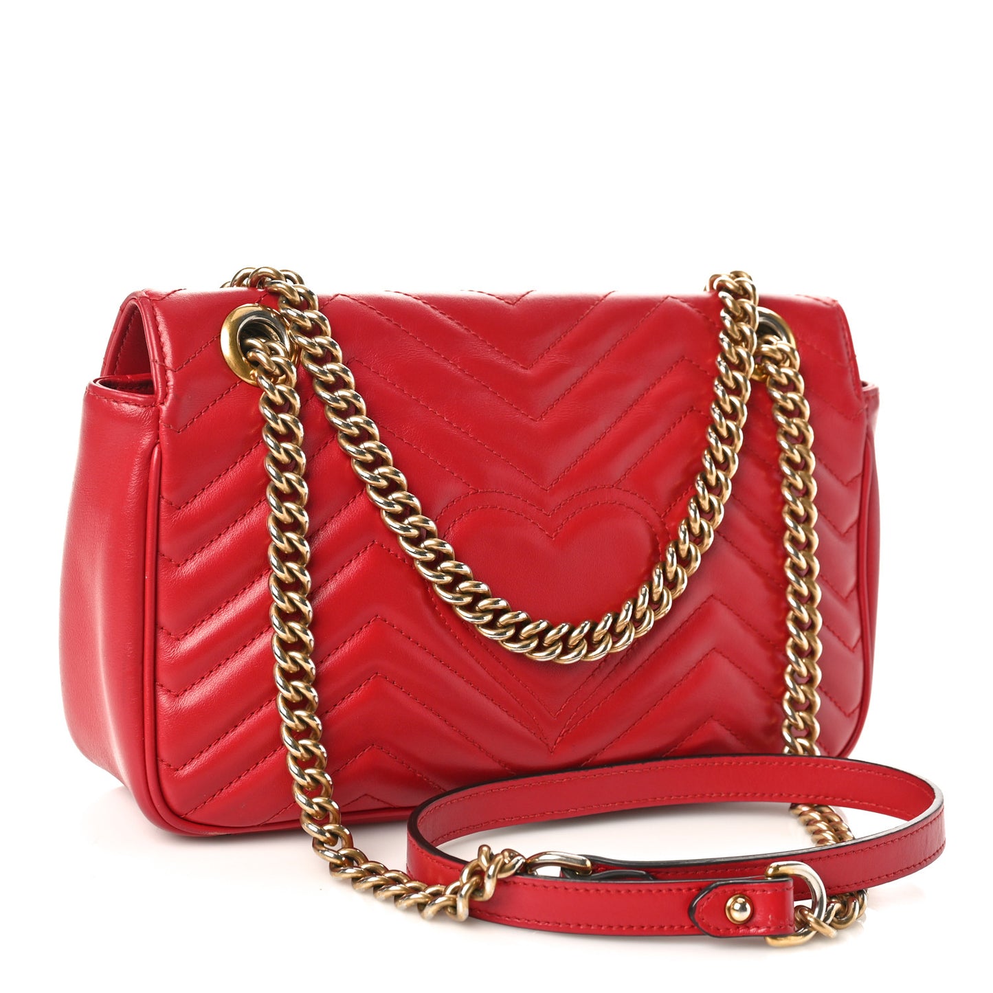 Calfskin Matelasse Small GG Marmont Shoulder Bag Hibiscus Red