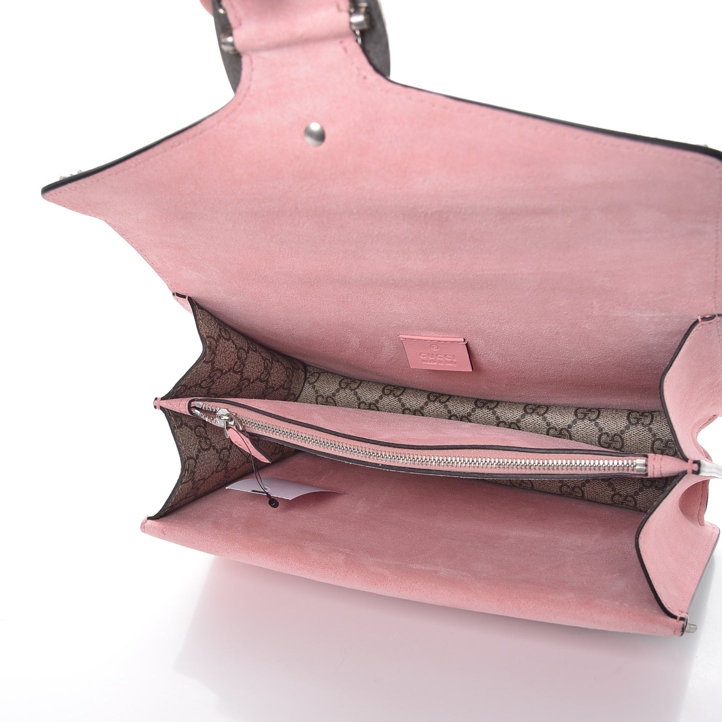 GG Supreme Monogram Suede Crystal Small Dionysus Shoulder Bag Beige Ebony Light Peonia