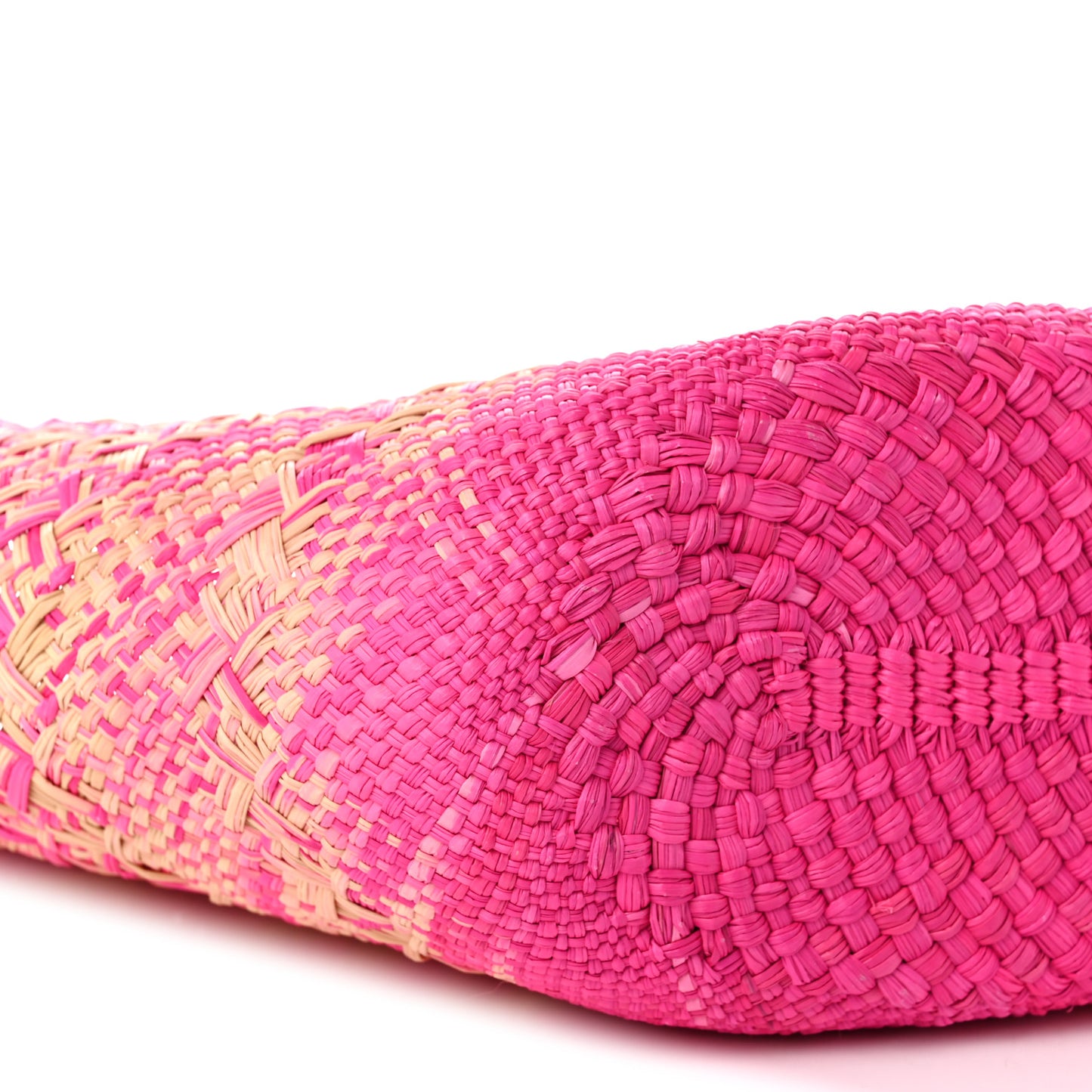 Iraca Palm Calfskin Small Anagram Basket Bag Fuchsia