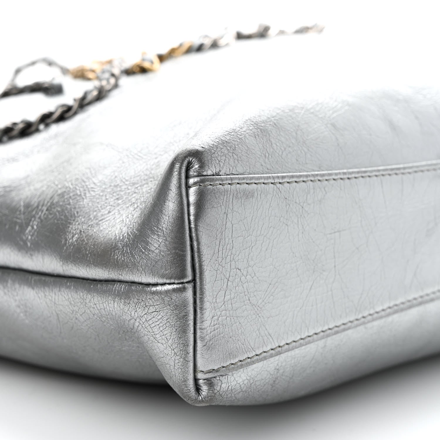 Chanel Metallic Crumpled Calfskin Chain 20s Signe Tote Silver 9 of 10