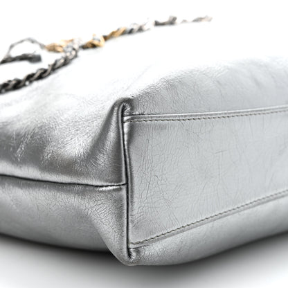 Chanel Metallic Crumpled Calfskin Chain 20s Signe Tote Silver 9 of 10