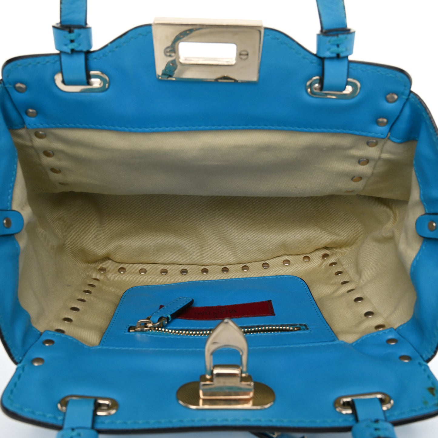 Vitello Mini Rockstud Tote Parrot