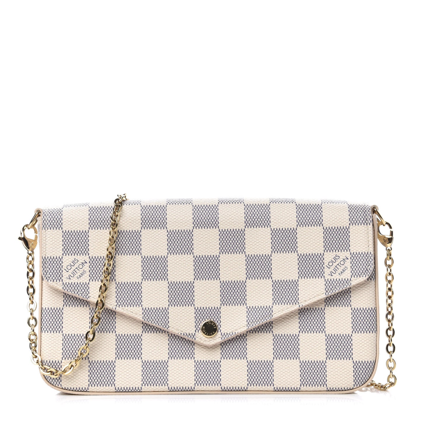 Damier Azur Pochette Felicie Chain Wallet Rose Ballerine
