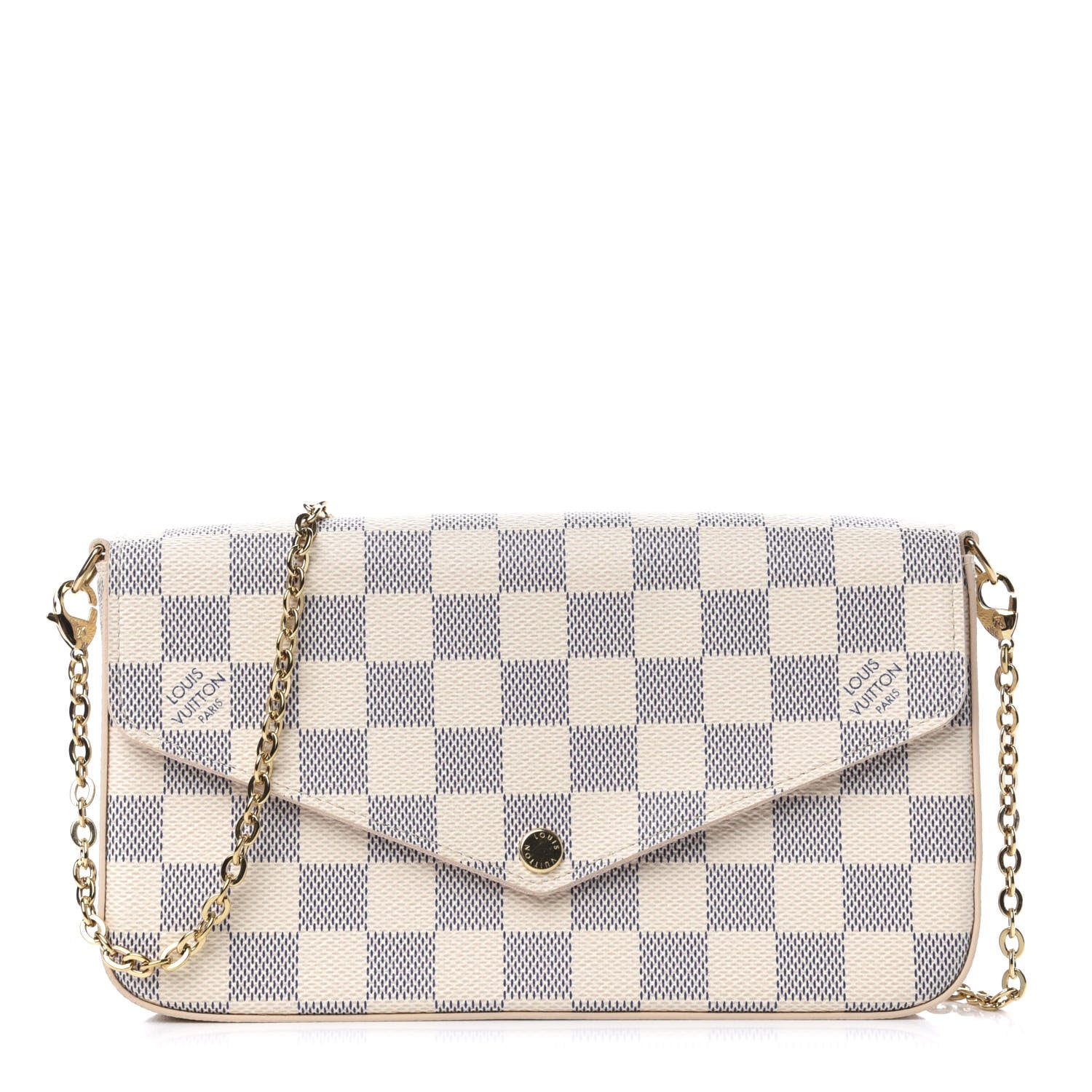 Louis Vuitton Damier Azur Pochette Felicie Chain Wallet Rose Ballerine 1 of 9