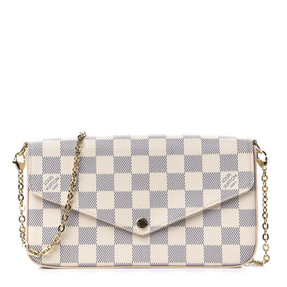 Louis Vuitton Damier Azur Pochette Felicie Chain Wallet Rose Ballerine 1 of 9