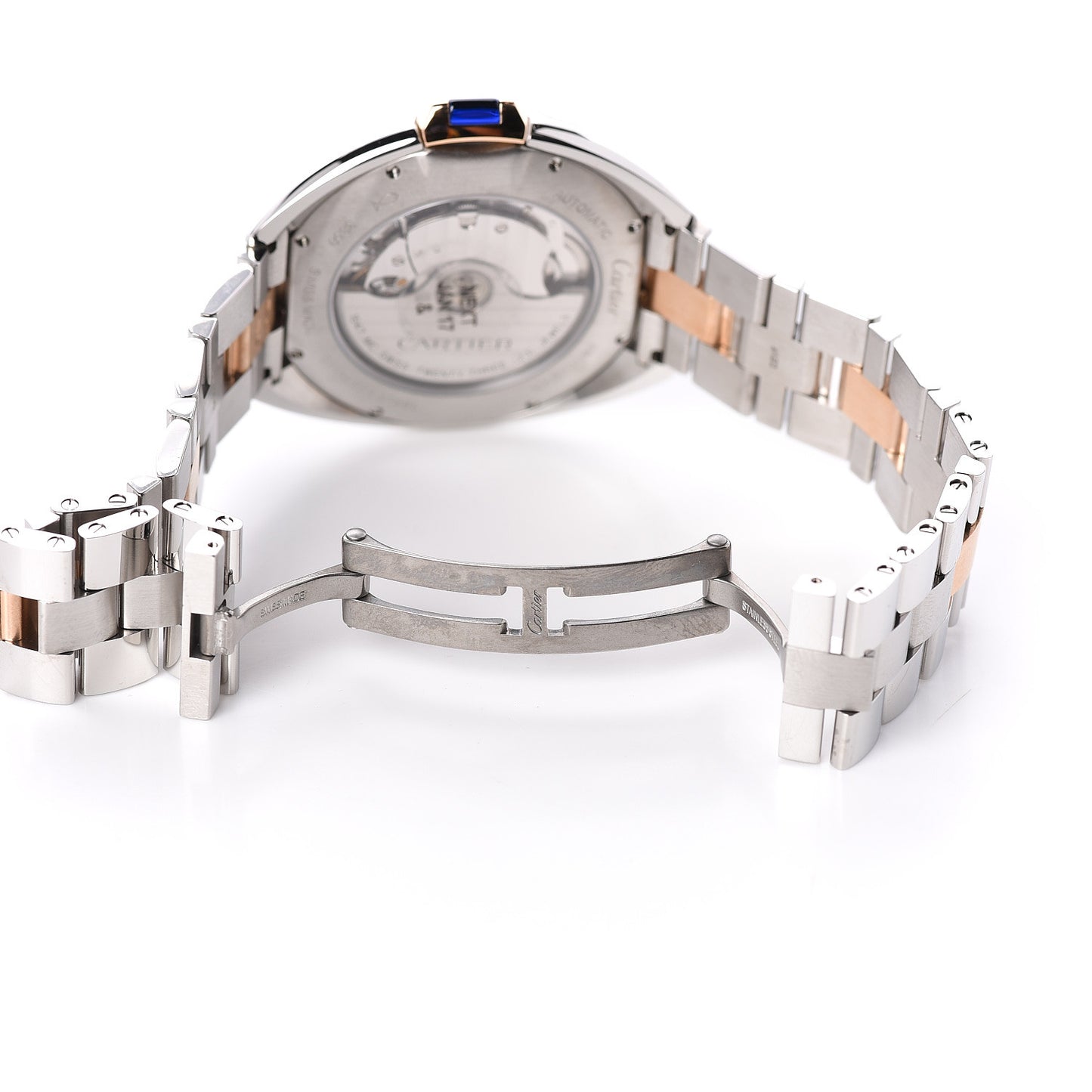 Stainless Steel 18K Pink Gold 40mm Cle De Automatic Watch