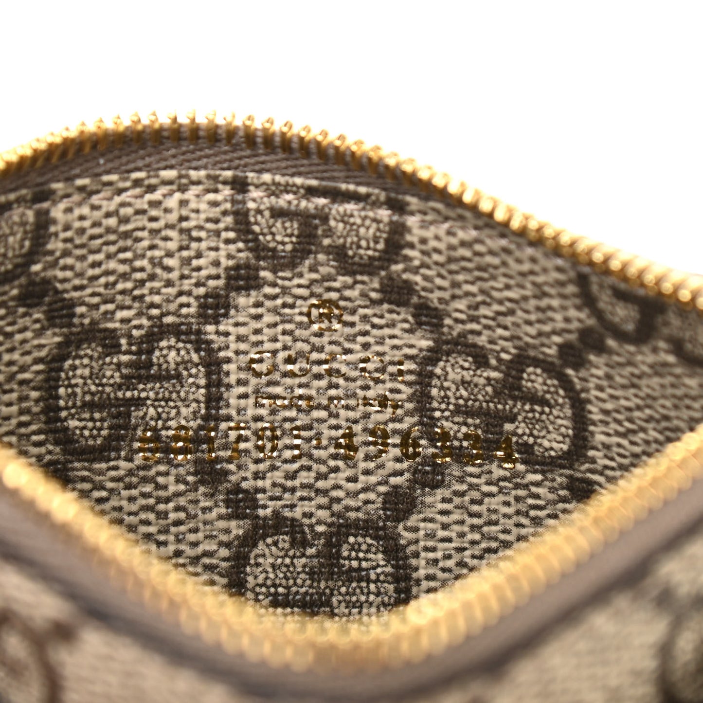X BALENCIAGA GG Supreme Monogram Zip Card Case Beige Ebony