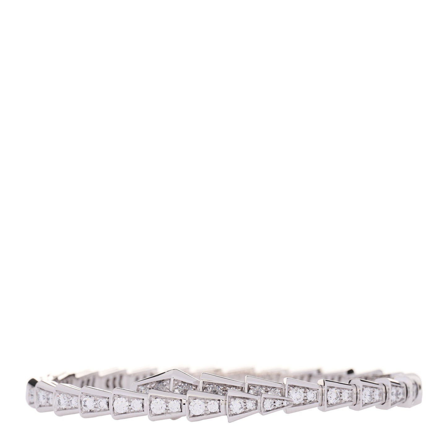 18K White Gold Diamond Serpenti Viper Pave Bracelet M